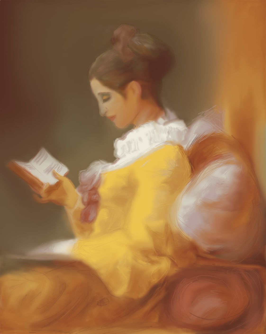 A Young Girl Reading Book